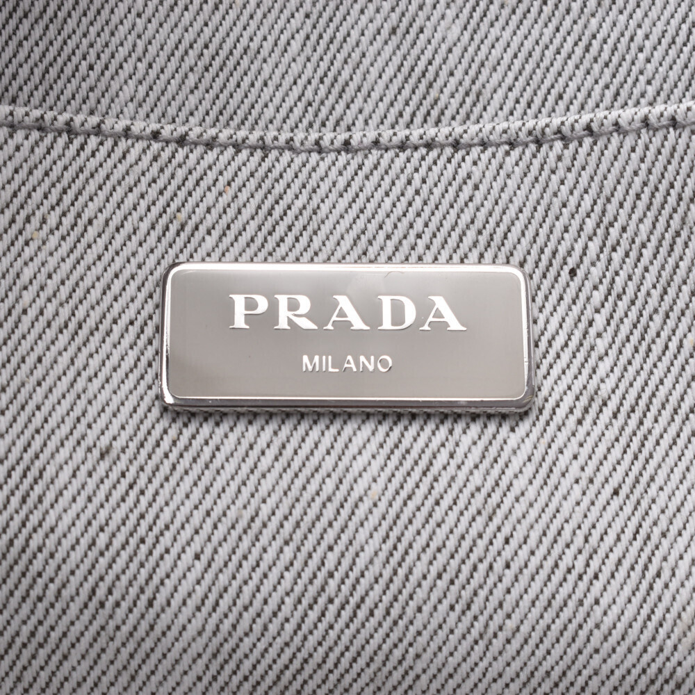 PRADA Canapa Jeweled Bag Gray Denim Tote - Picture 11 of 11